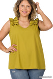 Plus Ruffle Sleeveless Top - multiple color options