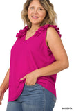 Plus Ruffle Sleeveless Top - multiple color options