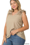 Plus Ruffle Sleeveless Top - multiple color options