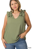 Plus Ruffle Sleeveless Top - multiple color options