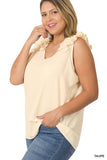 Plus Ruffle Sleeveless Top - multiple color options