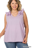 Plus Ruffle Sleeveless Top - multiple color options