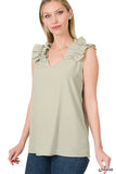 Ruffle Sleeveless Top - Multiple color options