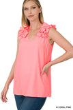 Ruffle Sleeveless Top - Multiple color options