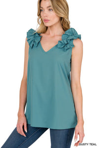 Ruffle Sleeveless Top - Multiple color options