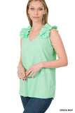 Ruffle Sleeveless Top - Multiple color options