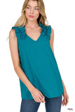 Ruffle Sleeveless Top - Multiple color options