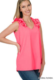 Ruffle Sleeveless Top - Multiple color options