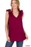 Ruffle Sleeveless Top - Multiple color options