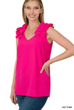 Ruffle Sleeveless Top - Multiple color options