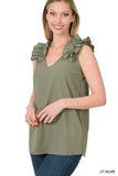 Ruffle Sleeveless Top - Multiple color options