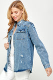 Women's Distressed Denim Shirts - 3 Color Washes