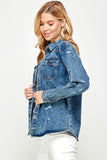 Women's Distressed Denim Shirts - 3 Color Washes