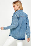 Women's Distressed Denim Shirts - 3 Color Washes