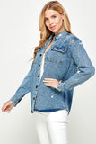 Women's Distressed Denim Shirts - 3 Color Washes