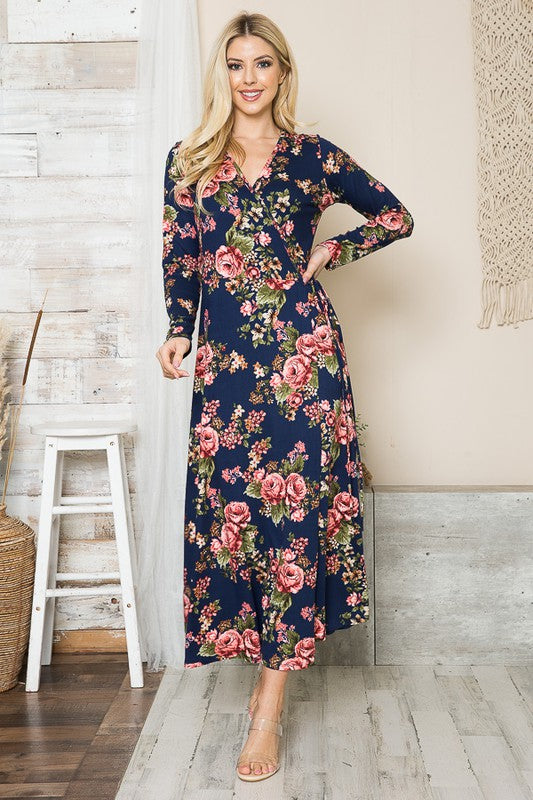 Floral Maxi Wrap Dress - 2 Color options