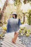 Herringbone Tweed Hooded Frayed Edge Poncho - Multiple Color Options