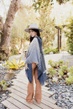 Herringbone Tweed Hooded Frayed Edge Poncho - Multiple Color Options