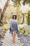 Herringbone Tweed Hooded Frayed Edge Poncho - Multiple Color Options