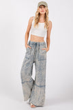 Mineral Washed Terry Wide Leg Pants in Slate Blue