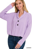 Textured Line Elastic Waist Pullover Top - 6 Color Options