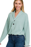 Textured Line Elastic Waist Pullover Top - 6 Color Options