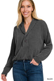 Textured Line Elastic Waist Pullover Top - 6 Color Options