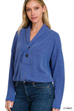 Textured Line Elastic Waist Pullover Top - 6 Color Options