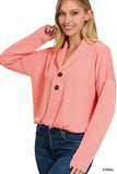 Textured Line Elastic Waist Pullover Top - 6 Color Options