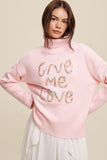 Give Me Love Stitched Mock Neck Sweater - 2 Color Options