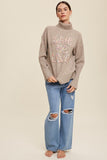 Give Me Love Stitched Mock Neck Sweater - 2 Color Options