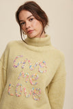 Give Me Love Stitched Mock Neck Sweater - 2 Color Options