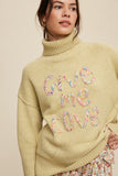 Give Me Love Stitched Mock Neck Sweater - 2 Color Options