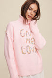 Give Me Love Stitched Mock Neck Sweater - 2 Color Options