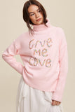 Give Me Love Stitched Mock Neck Sweater - 2 Color Options