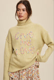 Give Me Love Stitched Mock Neck Sweater - 2 Color Options