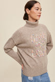 Give Me Love Stitched Mock Neck Sweater - 2 Color Options