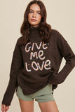 Give Me Love Stitched Mock Neck Sweater - 2 Color Options