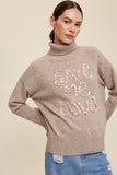 Give Me Love Stitched Mock Neck Sweater - 2 Color Options