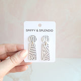 Mia Earrings - Pearl Black Stripe