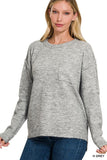 Melange Hi-Low hem Round Neck Sweater - Multiple Colors Available