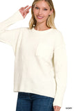 Melange Hi-Low hem Round Neck Sweater - Multiple Colors Available