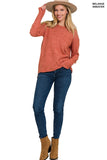 Melange Hi-Low hem Round Neck Sweater - Multiple Colors Available