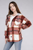 Plaid Drawstring Hooded Fleece Shacket - Multiple colors