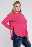 Plus Melange Baby Waffle Long Sleeve Top - Multiple Colors Available