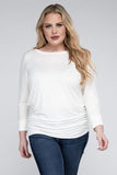 Plus Luxe Rayon Boat Neck 3/4 Sleeve Top- Multiple color options