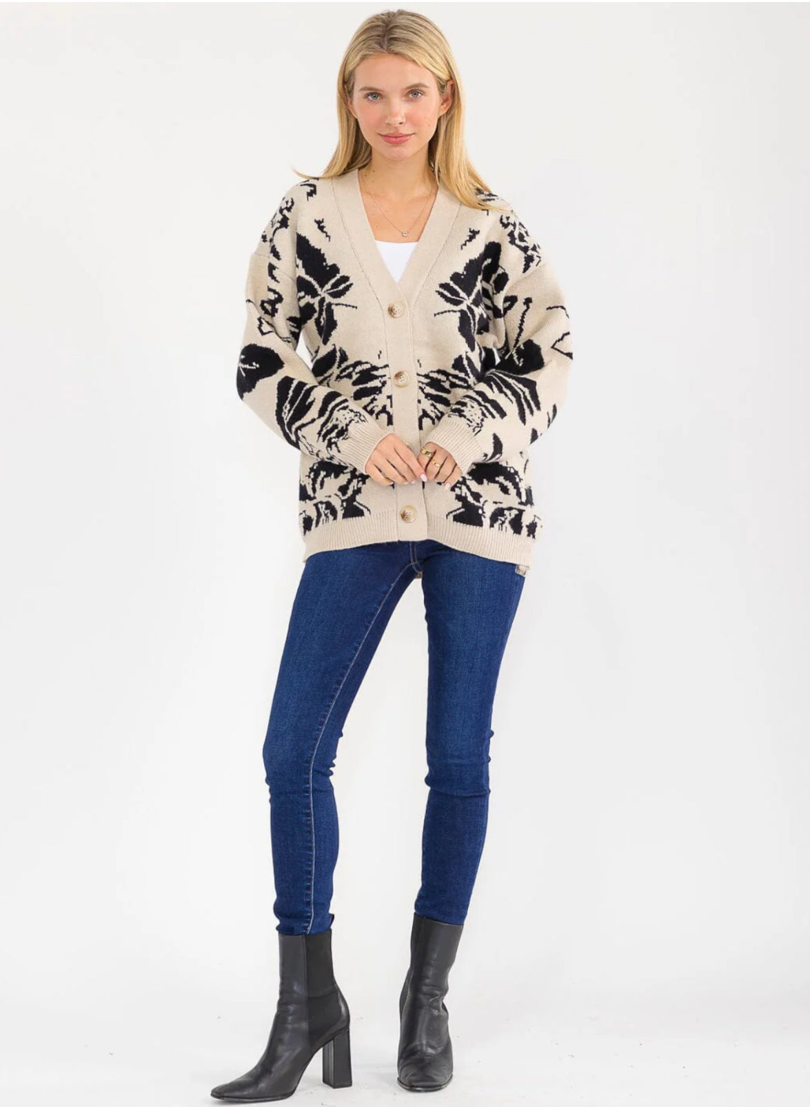 Button Up Multi Print Cardigan