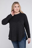 Plus Melange Baby Waffle Long Sleeve Top - Multiple Colors Available