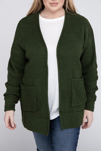 Plus Low Gauge Waffle Open Cardigan Sweater - Multiple Colors Available