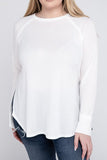 Plus Melange Baby Waffle Long Sleeve Top - Multiple Colors Available